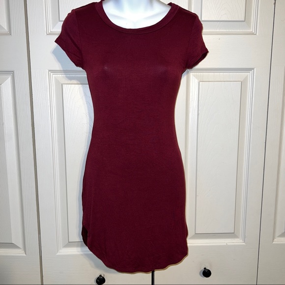 Wine color mini dress S - Picture 2 of 13